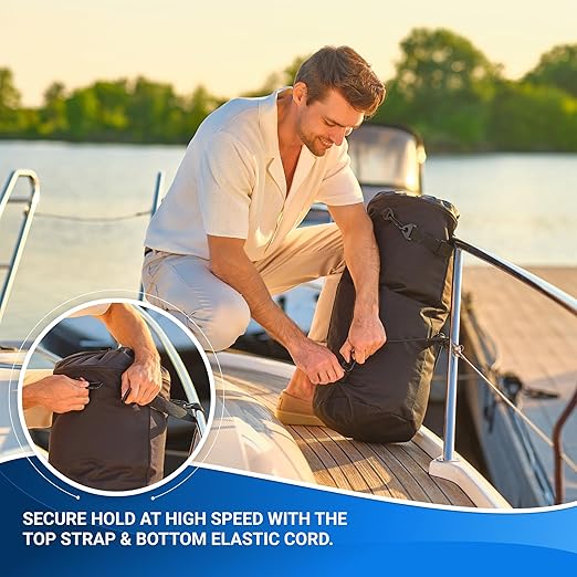 Boat Trash Can, 100% Odor & Leak Resistant, Portable, Reusable, 10 Gal Garbage Bag Snaps Inside, Easy to Install & Clean, Fishing, Sandbar, Kayak, Pontoon Boat Accessories