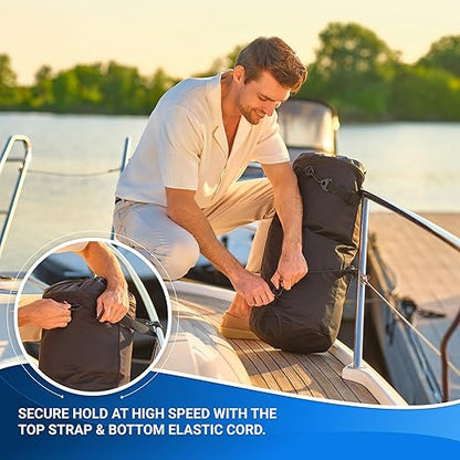 Boat Trash Can, 100% Odor & Leak Resistant, Portable, Reusable, 10 Gal Garbage Bag Snaps Inside, Easy to Install & Clean, Fishing, Sandbar, Kayak, Pontoon Boat Accessories