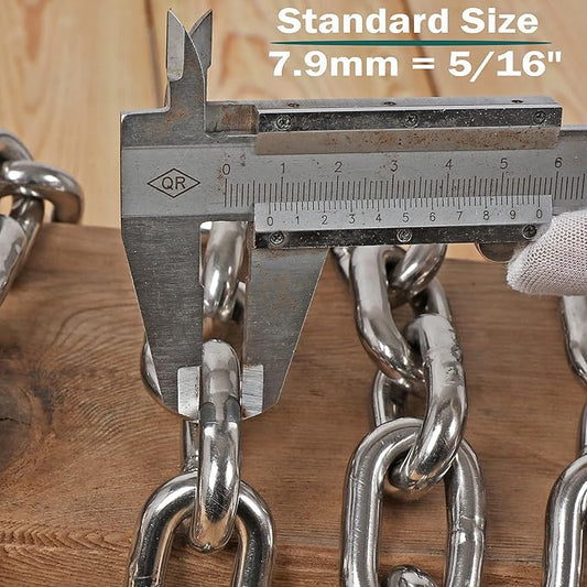316 Stainless Steel Boat Anchor Chain with 2 Pcs Anti-Off Shackles, Marine Grade