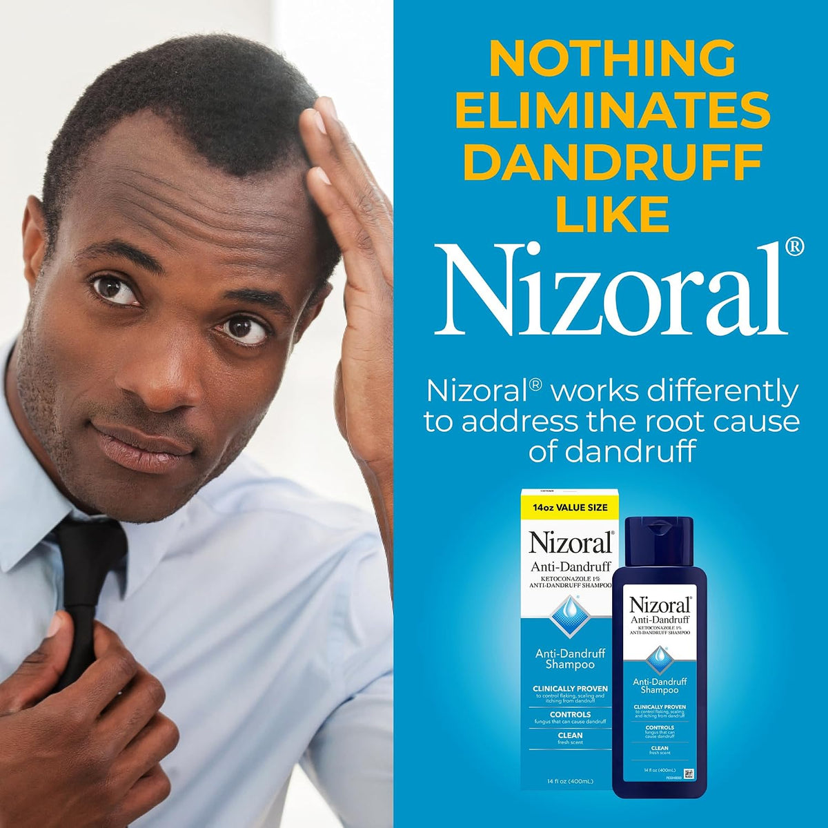 Nizoral Anti-Dandruff Shampoo with 1% Ketoconazole, 14 fl oz, 2 Pack