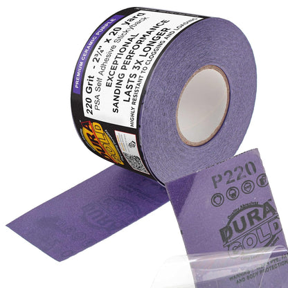 20 Grit PSA Purple Film Ceramic Longboard Sandpaper 20 Yard Roll 2-3/4" Wide Continuous 20 Yard Roll, Self Adhesive Stickyback for Auto & Wood Air File Long Board Sanders Hand Sanding Blocks