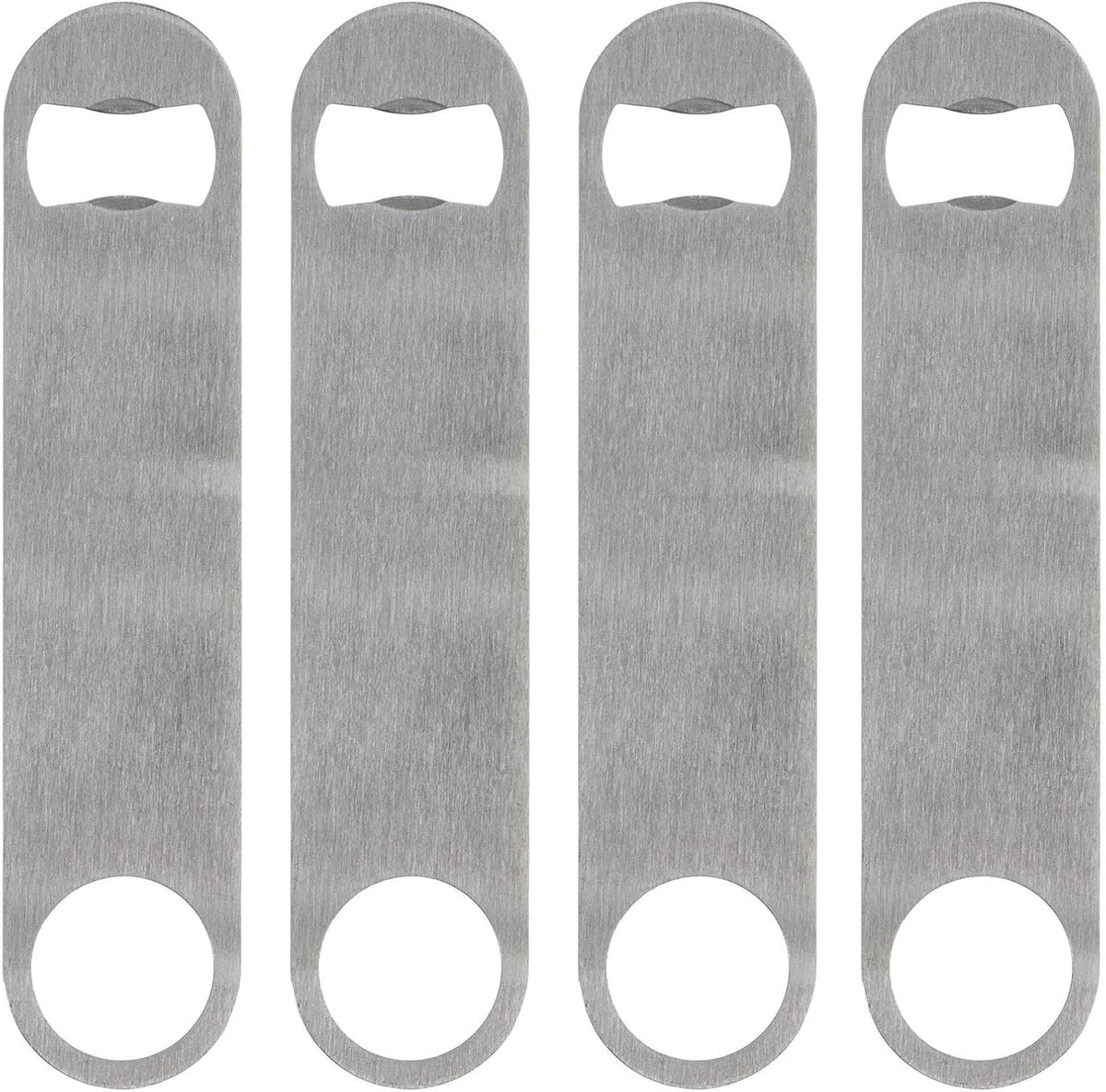 KISEER Heavy Duty Stainless Steel Flat Bottle Opener, 4 Pack Beer Bottle Opener for Kitchen, Bar or Restaurant (Cosmetic Scratches)
