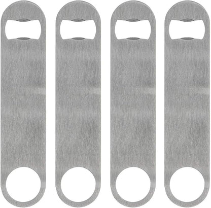 KISEER Heavy Duty Stainless Steel Flat Bottle Opener, 4 Pack Beer Bottle Opener for Kitchen, Bar or Restaurant (Cosmetic Scratches)