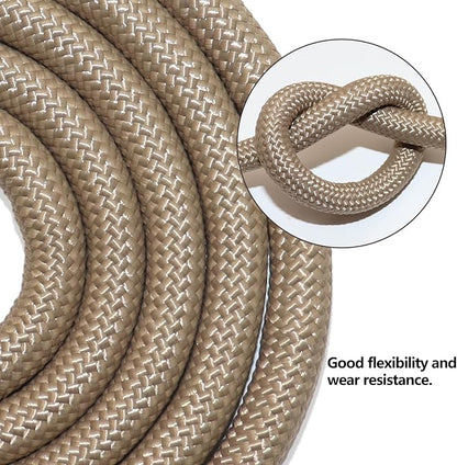 Braided Polyester Rope 12 in x 50 ft Heavy Duty Rope - Strong Outdoor Rope for Tree Work Swing Pulling Sailing Camping Nautical (Brown)