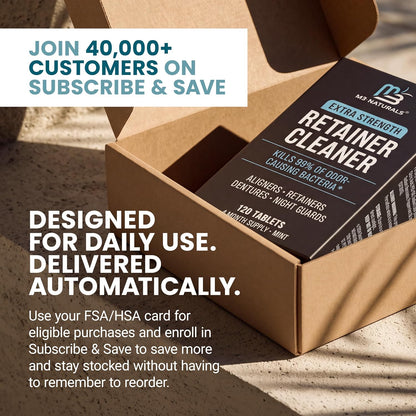 Extra-strength cleaning tablets for dental appliances; remove odors, discoloration, stains, and plaque for a fresh, clear look.