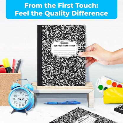 Composition Notebook Wide Ruled 5 Pack, 200 Pages (100 Sheets), 9-34 x 7-12, Back to School Supplies, Notebooks for School, Office Supplies, Notebooks for Work, The Notebook for Note Taking