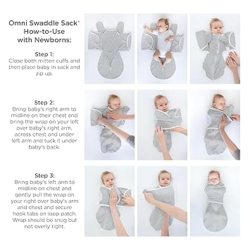 SwaddleDesigns 6-way Omni Swaddle Sack Arms Up Swaddle for Newborn, More Options to Calm Startle Reflex, Improves Sleep, Easy Transition Baby Sleep Sack, Small, 0-3 month, Heathered Gray