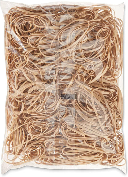 Basics Rubber Bands, Office Supplies, Size 33 (3-1/2 x 1/8 Inch), Stretchy, 600 Bands/1 lb Pack, 3-Pack, Tan