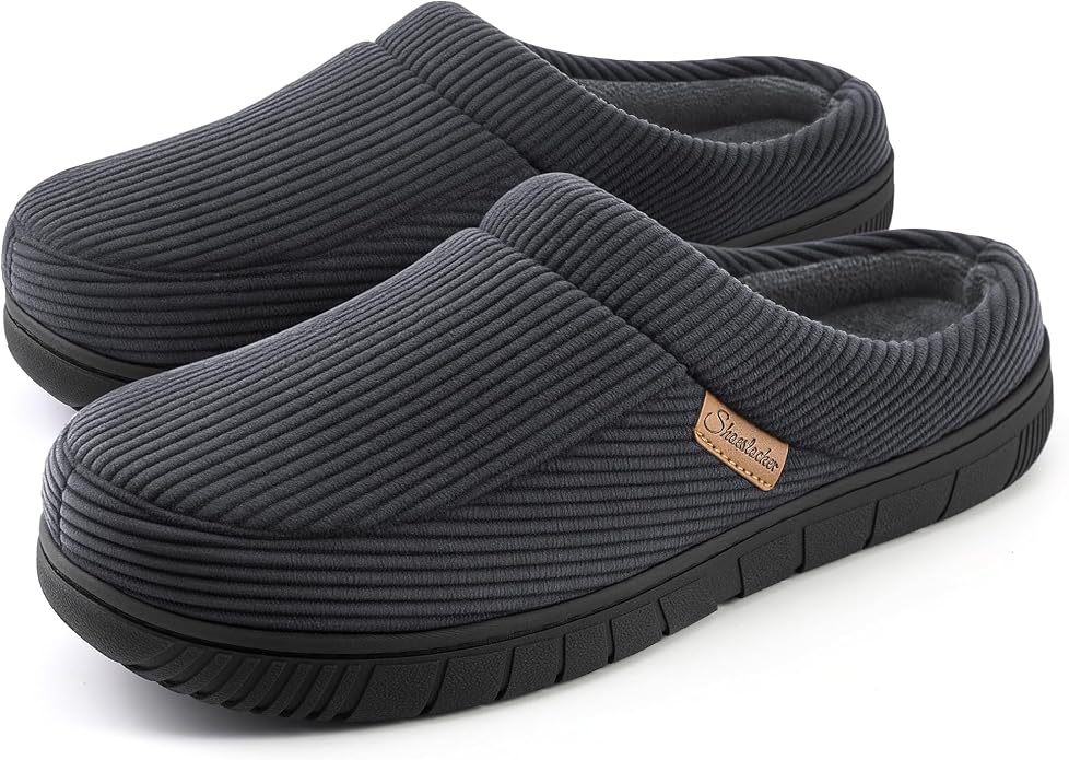 shoeslocker Mens Slippers Moccasin House Shoes Soft Memory Foam Slip-on Indoor/Outdoor