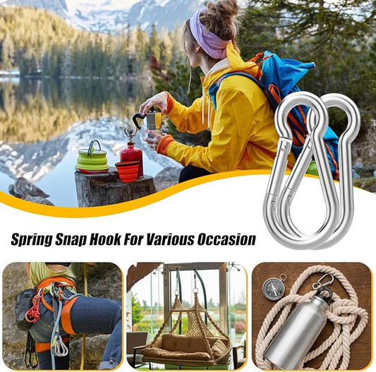 30PCS 4" Heavy Duty Spring Snap Hook, M10 38" Galvanized Steel Carabiner Clip Qiuck Link Spring Snap Hook, 770LBS Holding Capacity Keychain Buckle for Swing Hammock Gym Outdoor