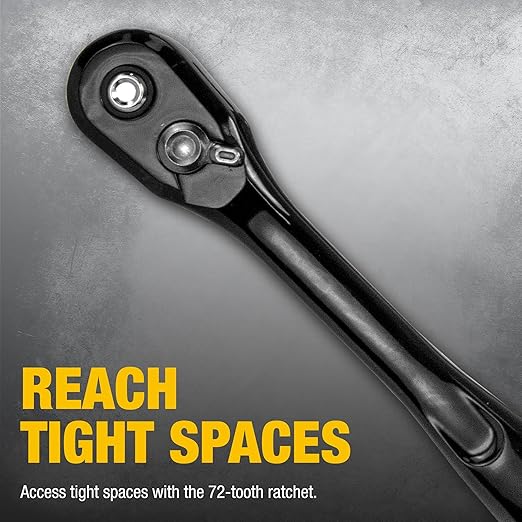 DEWALT Impact Socket Set with Ratchet, Metric/SAE, 1/2" Drive, 23-Piece Set with Case (DWMT74739)
