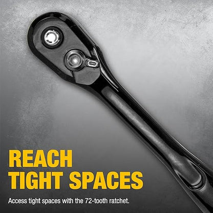 DEWALT Impact Socket Set with Ratchet, Metric/SAE, 1/2" Drive, 23-Piece Set with Case (DWMT74739)