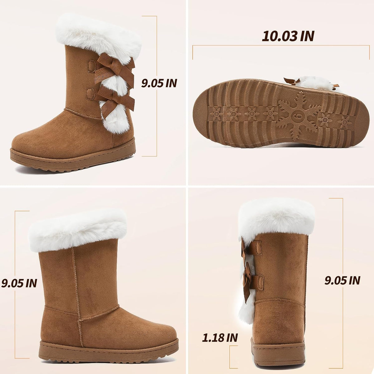 womens winter boots Mid-calf snow booties warm fur linning comfortable furry boots for womens