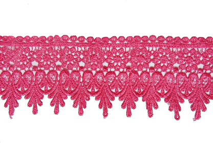 YYCRAFT 5 Yards Hot Pink Lace Edge Trim Wedding Applique DIY Sewing Crafts(Width:3.5 Inch Hot Pink)