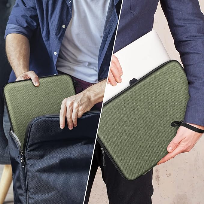 FINPAC Hard Laptop Sleeve Case for 15.3 inch MacBook Air M3 M2 2024, 16.2 inch MacBook Pro M4/M3/M2/M1 Pro/Max A2991 A2780 A2485 A2141, Waterproof Case for Surface Laptop/Book, Olive