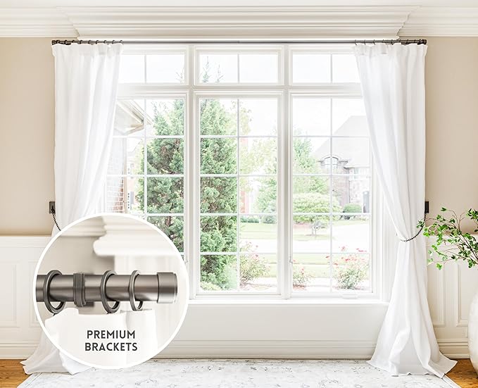 BlastHome Luxury Adjustable Curtain Rod Brackets  Premium Quality Heavy Metal Replacement Accessory  Signature Collection, Set of Two  Fits Up to 1 14" Diameter Curtain Rods  Matte Graphite