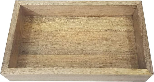 Wood Serving Tray Home Decorative Wooden Rectangle Antique Handmade Mango Wood Guest Towel Holder Vanity Tray Bathroom Accessory Trays Brown 10 x 6 inches