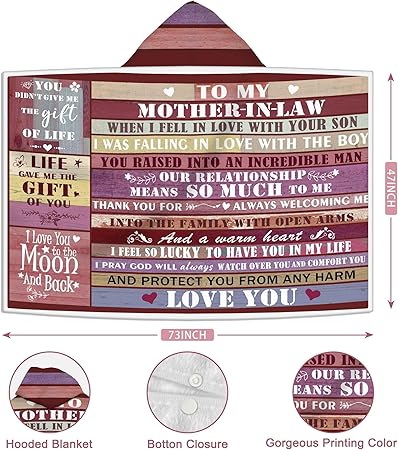 Hexagram Mother in Law Birthday Gifts, Gifts for Mother in Law, Best Mother-in-Law Gifts Wearable Blanket, Mother in Law Gifts, Mother in Law Gift Ideas for Birthday Mothers Day Flannel Blankets