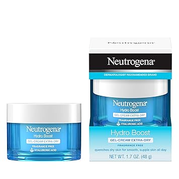 Neutrogena Hydro Boost Hyaluronic Acid Hydrating Gel-Cream Face Moisturizer to Hydrate  Smooth Extra-Dry Skin, Oil-Free, Fragrance-Free, Non-Comedogenic  Dye-Free Face Lotion, 1.7 oz