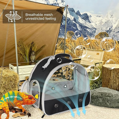 Ventilation Carrier for Bearded Dragon,Guinea Pig Carrier,Guinea Pig Carrier for 2,Reptile Travel Carrier for Lizards Sugar Glider Hedgehog Rat Parrot Birds,Airline Approved Black