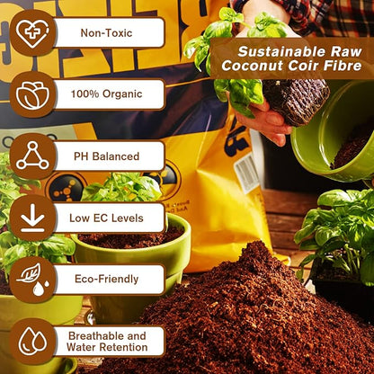 Legigo Pack of 10 Organic Coco Coir Bricks- 100 Natural Compressed Coco Peat Brick Coconut Fiber Substrate with Low ECpH Balance, Plant Soil Enhance Root Growth for Herbs, Flowers, House Plants