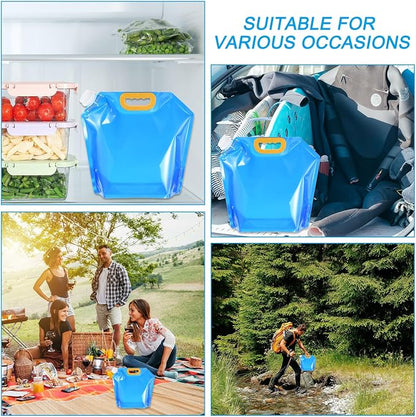PATIKIL 1.3 Gallon Collapsible Water Container Bag, 2 Pack Plastic Storage Jug Folding Water Bag for Camping, Hiking, Emergency Water Storage, Blue