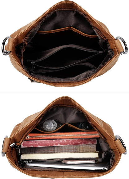 YALUXE Genuine Leather Shoulder Bags Stylish Hobo Handbags Purses Crossbody Bags for Women Genuine Leather, Stylish