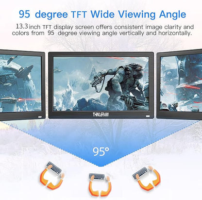 13.3 inch Small PC Monitor 1366x768 Mini LED Monitor with HDMI VGA AV BNC USB Intput, for Fire Stick Computer Xbox Ras pi, Built-in Speaker (Model: HD-133)
