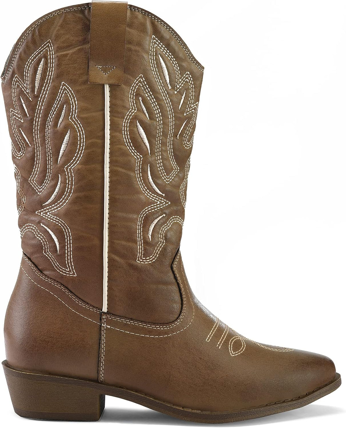 mysoft Cowboy Boots For Women - Western Cowgirl Boots Mid Calf Chunky Heel Booties Pointed Toe Country Shoes