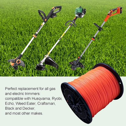 095 Trimmer Line, 095 Weed Eater String, 0.095" Weed Wacker String, Commercial Grade Round Nylon String Trimmer Line .095 Replacement For String Trimmer Weed Trimmers .095"-1280ft-5lb-Spool(Orangei14