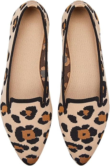 Frank Mully Women's Casual Loafer Flats Slip On Loafer Shoes Comfortable Knit Flat Shoes Classics Pointy Toe Loafer Flats,for Work,Travel