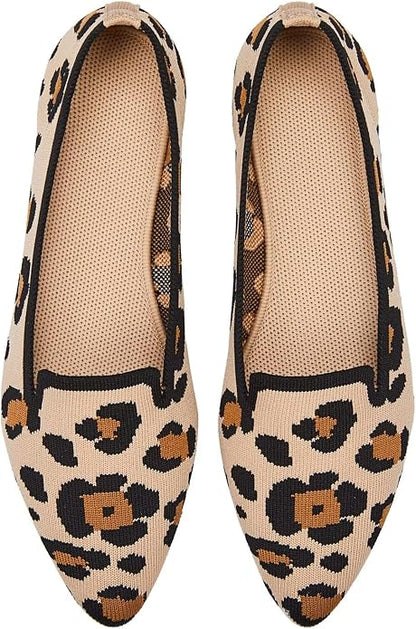 Frank Mully Women's Casual Loafer Flats Slip On Loafer Shoes Comfortable Knit Flat Shoes Classics Pointy Toe Loafer Flats,for Work,Travel