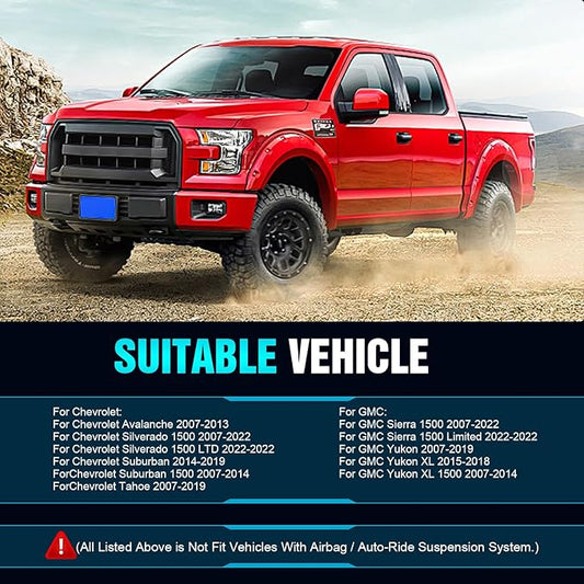 3" Red Front Leveling Lift Kits for 2007-2022 Chevy Silverado 1500GMC Sierra 1500, Front Strut Spacers Raise 3 Inch for Chevy Avalanche Suburban 1500 Tahoe Yukon XL 1500