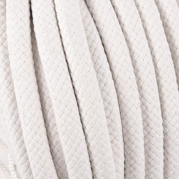 ZOENHOU 131 Feet 12 Inch White Braided Cotton Rope, Natural Durable Cotton Twisted Rope, Cotton Clothesline Rope for Crafting DIY Handmade Projects