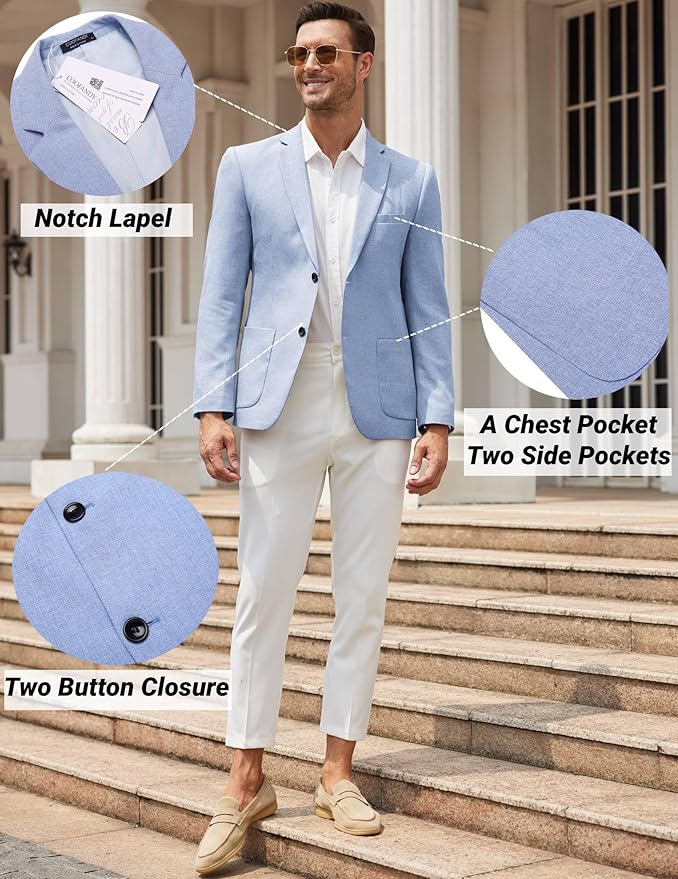 COOFANDY Mens Casual Blazer Sport Coat Lightweight Two Button Business Suit Jackets
