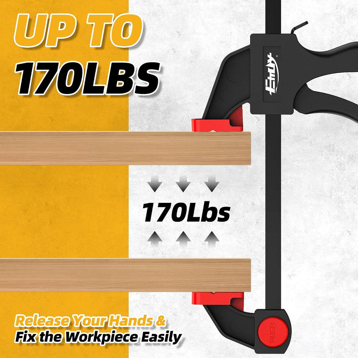 50" Bar Clamp for Woodworking 1-Pack, One-Handed Clamp/Spreader, Light-Duty Quick-Change F Clamp with 170 LBS Load Limit, Ideal for Woodworking/Carpentry/Home Improvement/DIY