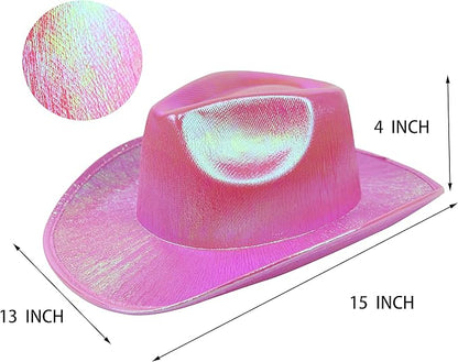 GiftExpress Neon Pink Holographic Glitter Cowboy Hat  Sparkly Space Cowgirl Hat for Bachelorette, Festival  Western Party