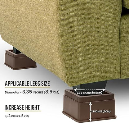 Utopia Bedding Bed Risers 2 Inch - Pack of 4 - Adjustable Furniture Risers 2  4 inch - Anti Slip Foam  Rubber Pad - Stackable Bed Lifts Risers Heavy Duty for Sofa, Bed, Table, Couch  Chair (Brown)