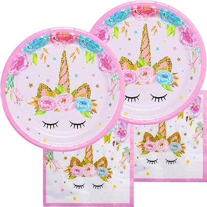 Unicorn Plates and Napkins, 16 Serves