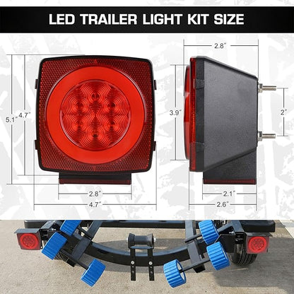 LINKITOM New Halo Submersible LED Trailer Light, Super Bright Brake Stop Turn Tail License Lights for Camper Truck RV Boat Snowmobile Under 80" Inch