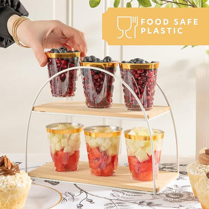 PLASTICPRO Disposable 7 oz Crystal Clear Plastic Tumblers With Gold Rim for Party's  Weddings pack of 50