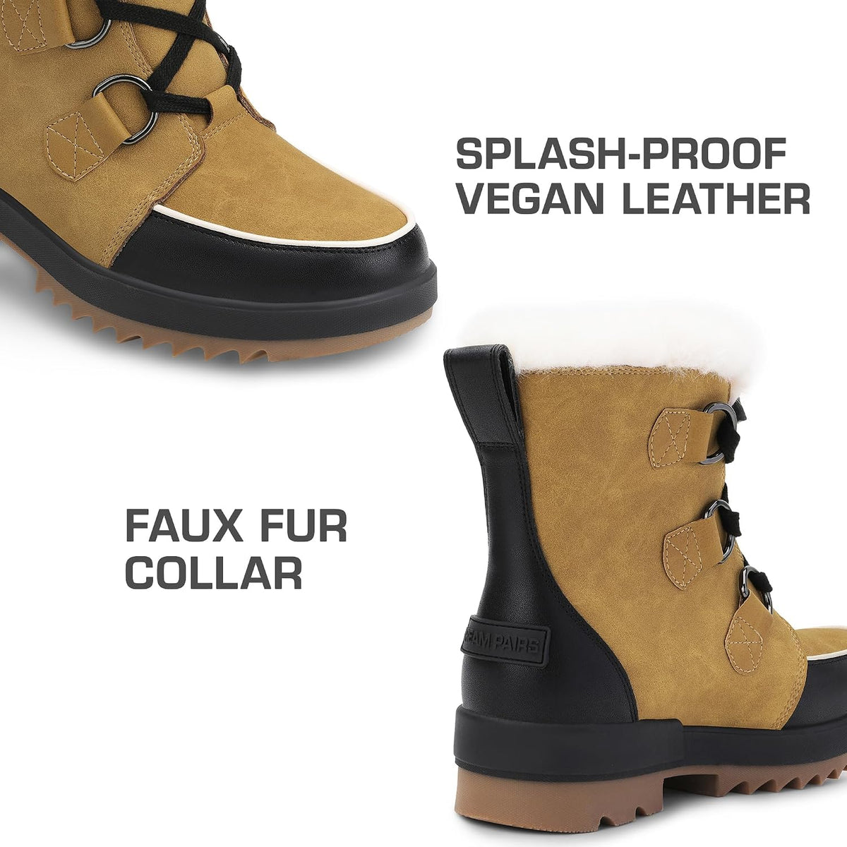 DREAM PAIRS Ankle Winter Boots for Women Snow Boots Anti-Slip Resistant Classic Warm Faux Fur Lined Lace Up for Outdoor Hiking Walking US Size 6 | EUR 36.5 | UK 4