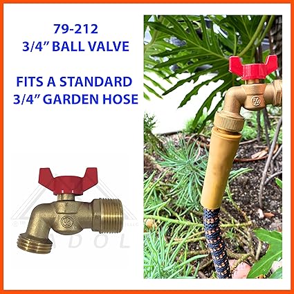 Brass Ball Similar to Arrowhead 79-212 34" Male NPT inlet with 34 water hose outlet ideal for gardens and patios Llave de Manguera o Nariz 34" Hose Bibb 34" Llave de Manguera Esfera Mariposa