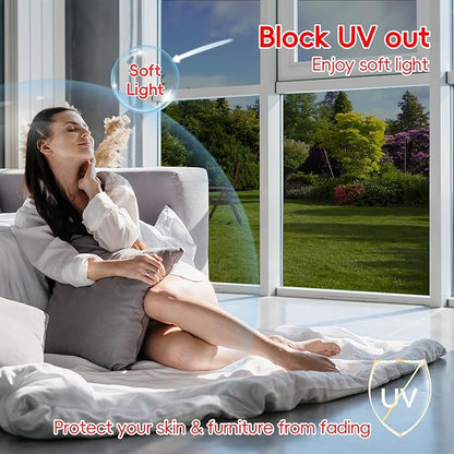 One Way Privacy Window Film Sun Blocking, Heat Blocking Window Tint for Home See Out But Not in, Static Cling  Anti UV, Black-Silver,23.6 Inch x 78.74 Inch