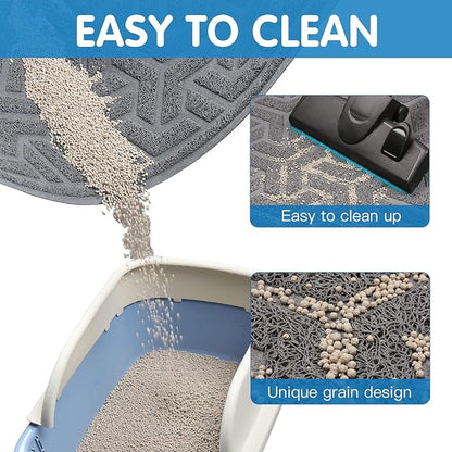 UPSKY Cat Litter Mat, Litter Trapping Mat Soft on Kitty Paws, Large Litter Box Mat 35" x 24" Scatter Control for Cat Litter, Waterproof and Extra Large Litter Box Carpet