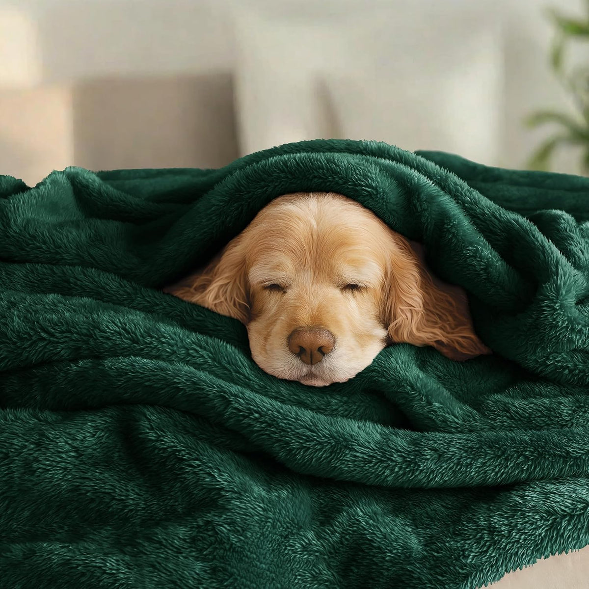 Exclusivo Mezcla Fuzzy Plush Fleece Bed Blanket King Size, Forest Green