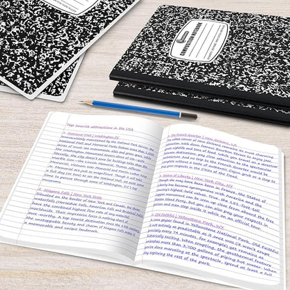 Composition Notebook Wide Ruled 5 Pack, 200 Pages (100 Sheets), 9-34 x 7-12, Back to School Supplies, Notebooks for School, Office Supplies, Notebooks for Work, The Notebook for Note Taking
