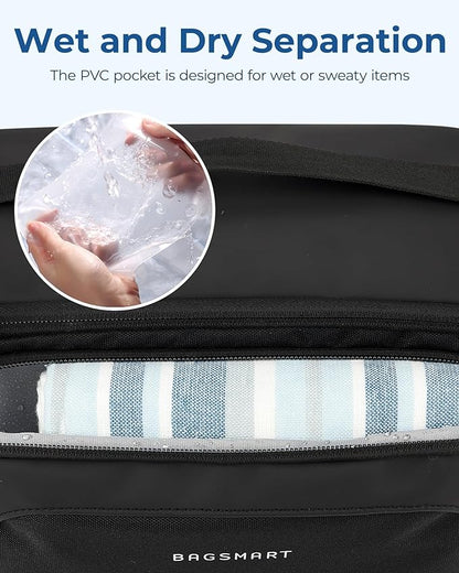 BAGSMART Toiletry Bag for Men, Wide Opening Travel Bag for Toiletries, Dopp Kit Water Resistant Shaving Hygiene Bag for Bathroom Shower, Toiletries Accessories,Travel Essentials-Black