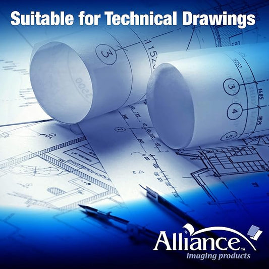 Alliance Wide Format Paper 24" x 150' CAD Bond Rolls (20lb  4 Rolls, 24 In x 150 Ft  2" Core)
