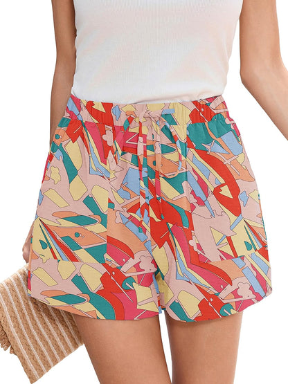 Heymoments Women's Wide Leg Shorts Lightweight High Waisted Adjustable Tie Knot Loose Fit Summer Cute Trousers